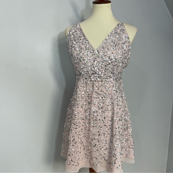 ASOS sequin pink pastel mini dress A-line prom party special occasion birthday - Picture 7 of 15